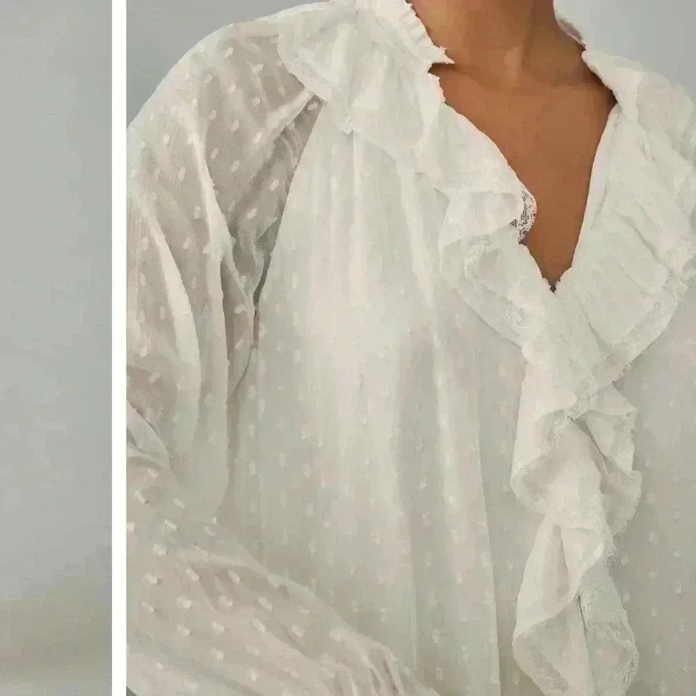 By Anthropologie Long-Sleeve V-Neck
Ruffled Tunic Dress Size Small - Picture 5 of 13